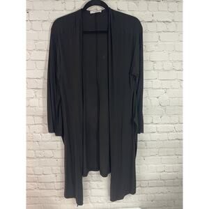 MM Lafleur Stretch Jersey Longline Cardigan Womens XL Black Open Front Slits